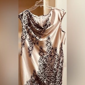 NEVER WORN: Ladies Evan Picone Evening Dress (champagne & black design)